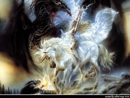La licorne, la guerrière, le dragon et le magicien