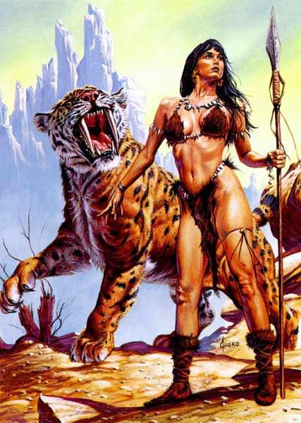 Tigre a dents de sabres et guerrière.....