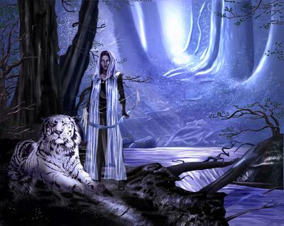 L'elfe des forêts et son tigre blanc royal